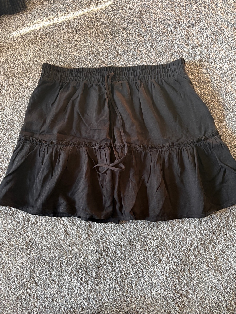 Shinestar Black Tiered Drawstring Skirt